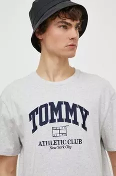 Хлопковая футболка Tommy Jeans, серый