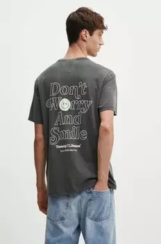 Хлопковая футболка Tommy Jeans, серый