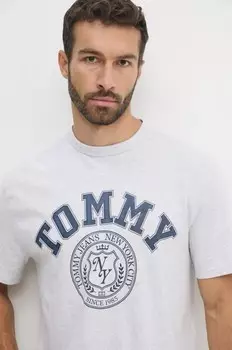 Хлопковая футболка Tommy Jeans, серый