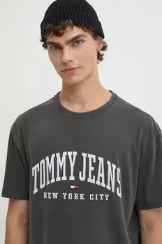 Хлопковая футболка Tommy Jeans, серый