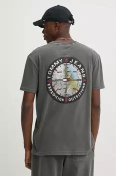 Хлопковая футболка Tommy Jeans, серый