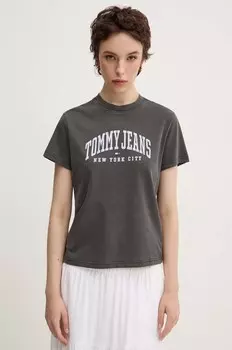 Хлопковая футболка Tommy Jeans, серый
