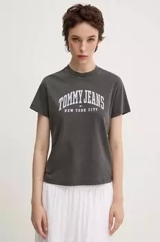 Хлопковая футболка Tommy Jeans, серый