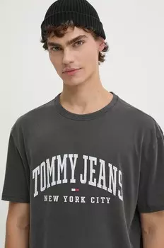 Хлопковая футболка Tommy Jeans, серый
