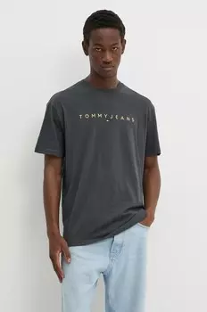 Хлопковая футболка Tommy Jeans, серый