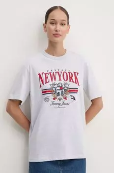 Хлопковая футболка Tommy Jeans, серый