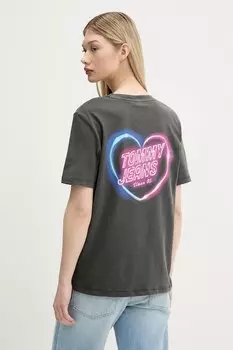 Хлопковая футболка Tommy Jeans, серый