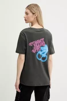 Хлопковая футболка Tommy Jeans, серый