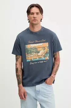 Хлопковая футболка Tommy Jeans, синий