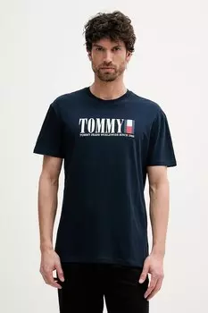 Хлопковая футболка Tommy Jeans, темно-синий