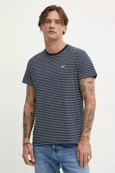 Хлопковая футболка Tommy Jeans, темно-синий