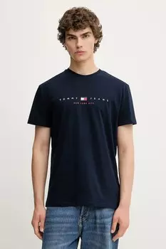 Хлопковая футболка Tommy Jeans, темно-синий