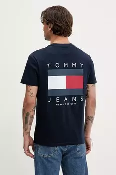 Хлопковая футболка Tommy Jeans, темно-синий