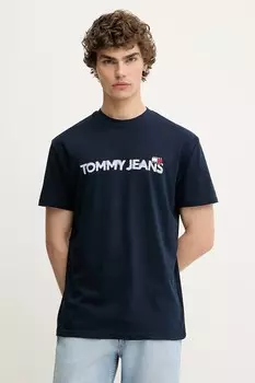 Хлопковая футболка Tommy Jeans, темно-синий