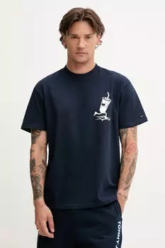 Хлопковая футболка Tommy Jeans, темно-синий