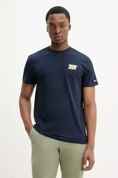Хлопковая футболка Tommy Jeans, темно-синий