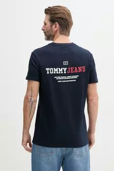 Хлопковая футболка Tommy Jeans, темно-синий