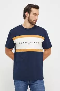 Хлопковая футболка Tommy Jeans, темно-синий