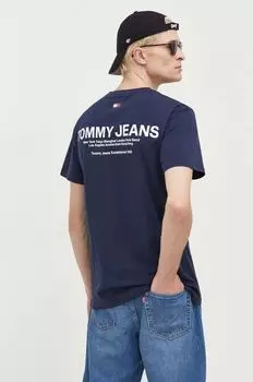 Хлопковая футболка Tommy Jeans, темно-синий