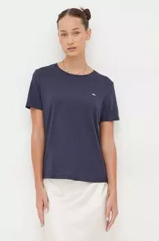 Хлопковая футболка Tommy Jeans, темно-синий