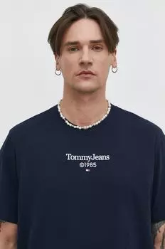 Хлопковая футболка Tommy Jeans, темно-синий