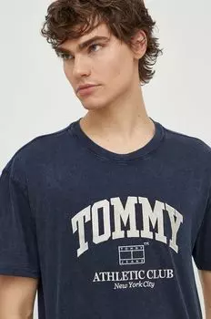 Хлопковая футболка Tommy Jeans, темно-синий