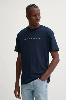 Хлопковая футболка Tommy Jeans, темно-синий