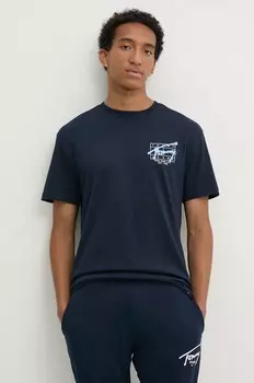 Хлопковая футболка Tommy Jeans, темно-синий