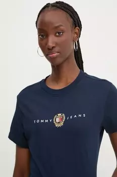 Хлопковая футболка Tommy Jeans, темно-синий