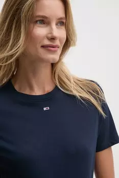 Хлопковая футболка Tommy Jeans, темно-синий