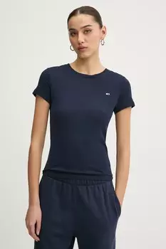 Хлопковая футболка Tommy Jeans, темно-синий