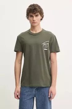 Хлопковая футболка Tommy Jeans, зеленый