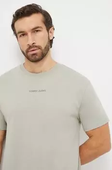 Хлопковая футболка Tommy Jeans, зеленый