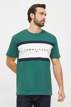 Хлопковая футболка Tommy Jeans, зеленый