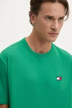 Хлопковая футболка Tommy Jeans, зеленый