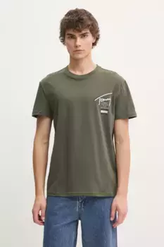 Хлопковая футболка Tommy Jeans, зеленый