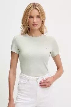 Хлопковая футболка Tommy Jeans, зеленый