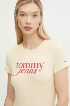 Хлопковая футболка Tommy Jeans, желтый