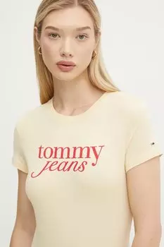 Хлопковая футболка Tommy Jeans, желтый