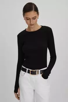 Хлопковая футболка Тора с круглым вырезом Reiss, черный