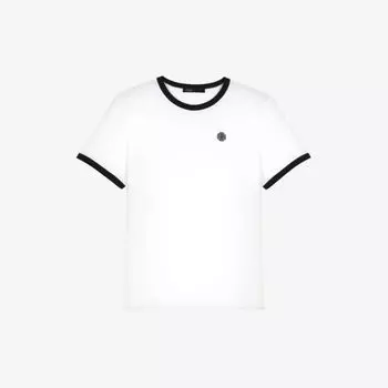 Хлопковая футболка Tperlo с вышитым логотипом Maje, цвет blanc