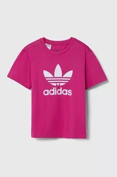 Хлопковая футболка Trefoil Tee adidas Originals, розовый