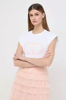 Хлопковая футболка Twinset, белый