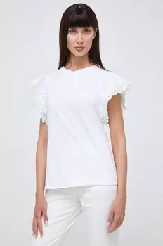 Хлопковая футболка Twinset, белый