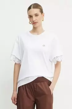 Хлопковая футболка Twinset, белый