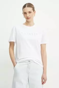 Хлопковая футболка Twinset, белый