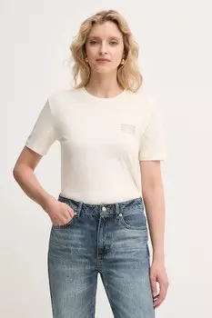 Хлопковая футболка Twinset, бежевый