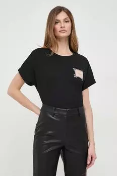 Хлопковая футболка Twinset, черный