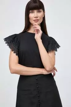 Хлопковая футболка Twinset, черный