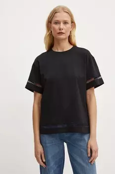 Хлопковая футболка Twinset, черный